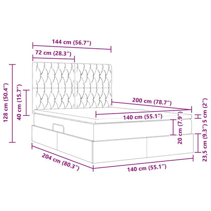 Opslag bed met matras met opslag Crème 140 x 200 cm Nep Leer