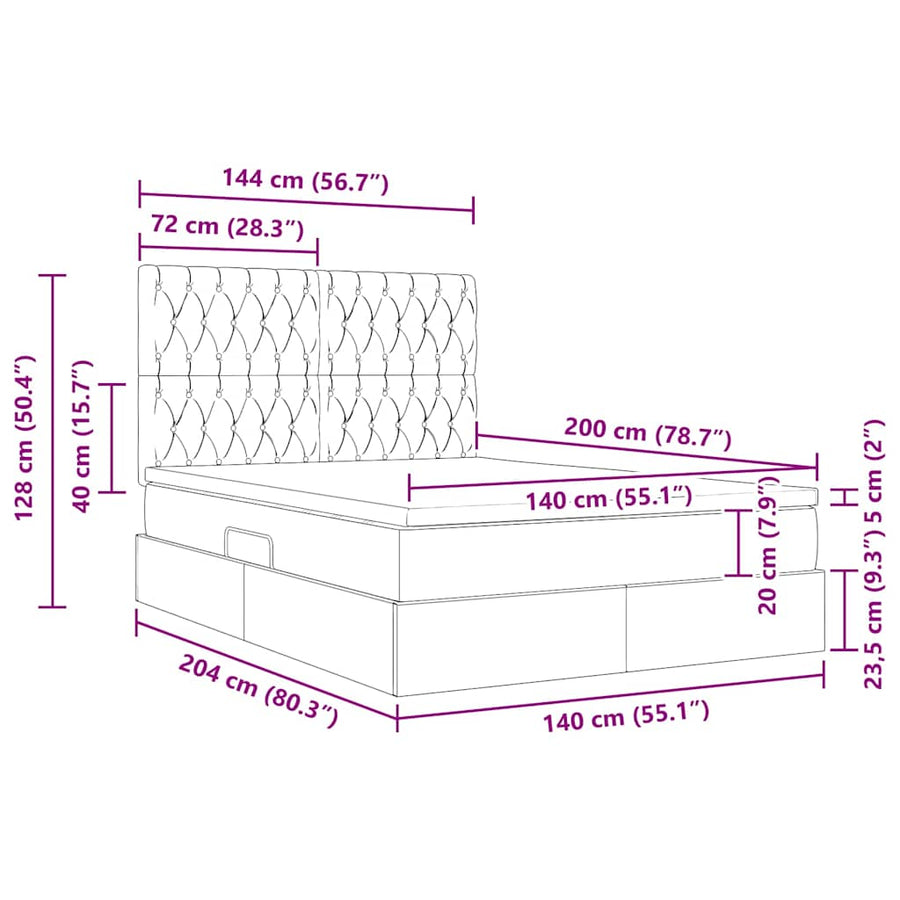 Opslag bed met matras met opslag Crème 140 x 200 cm Nep Leer