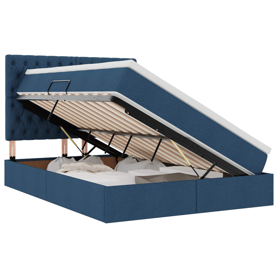 Opslag bed met matras met opslag Blauw 140 x 200 cm Nep Leer