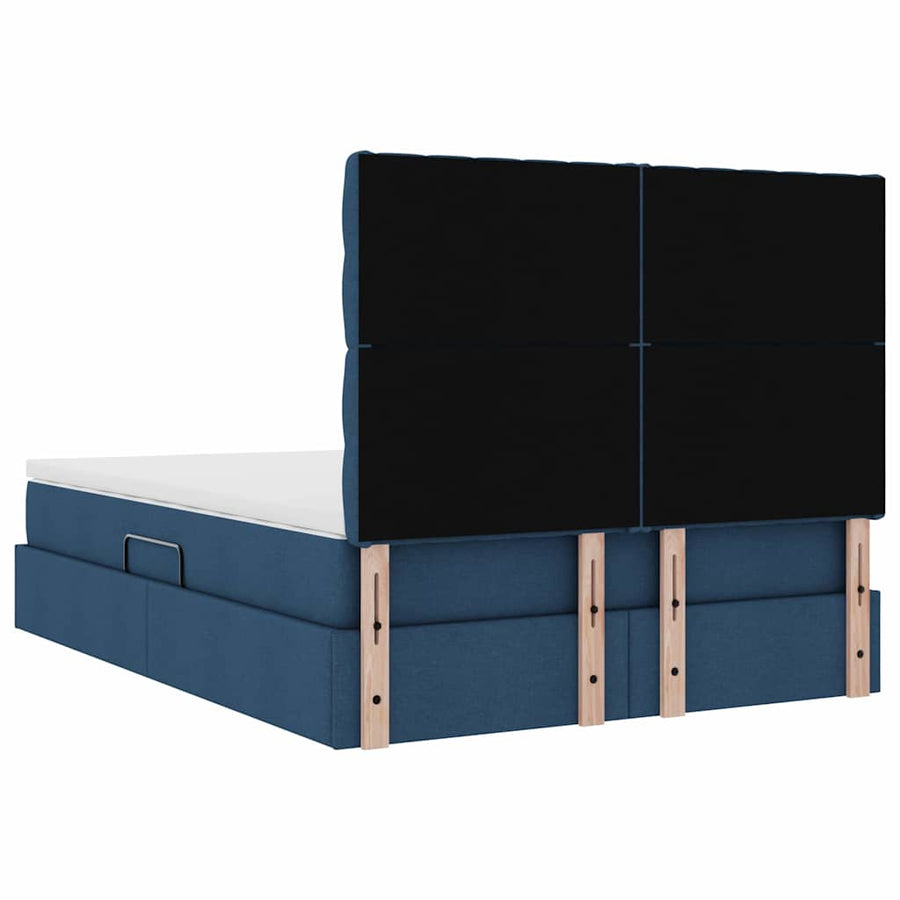 Opslag bed met matras met opslag Blauw 140 x 200 cm Nep Leer