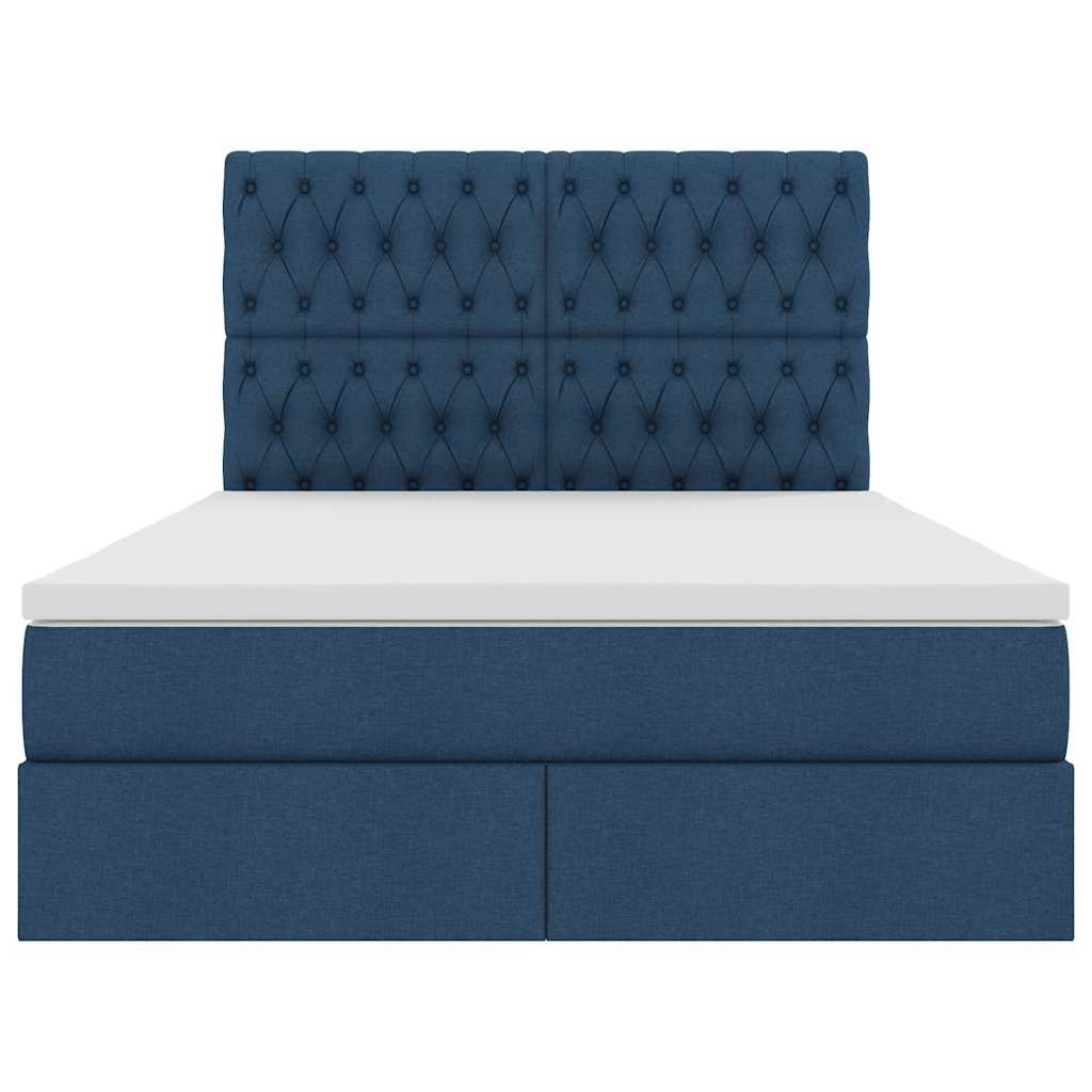 Opslag bed met matras met opslag Blauw 140 x 200 cm Nep Leer