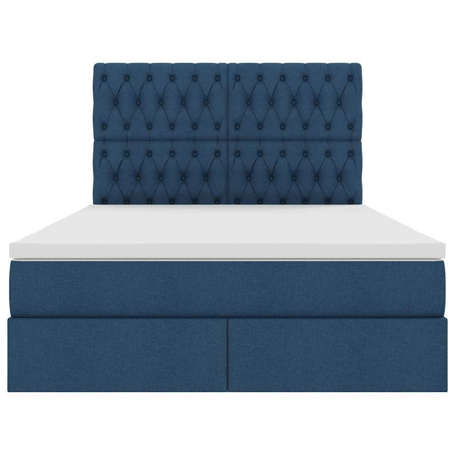 Opslag bed met matras met opslag Blauw 140 x 200 cm Nep Leer