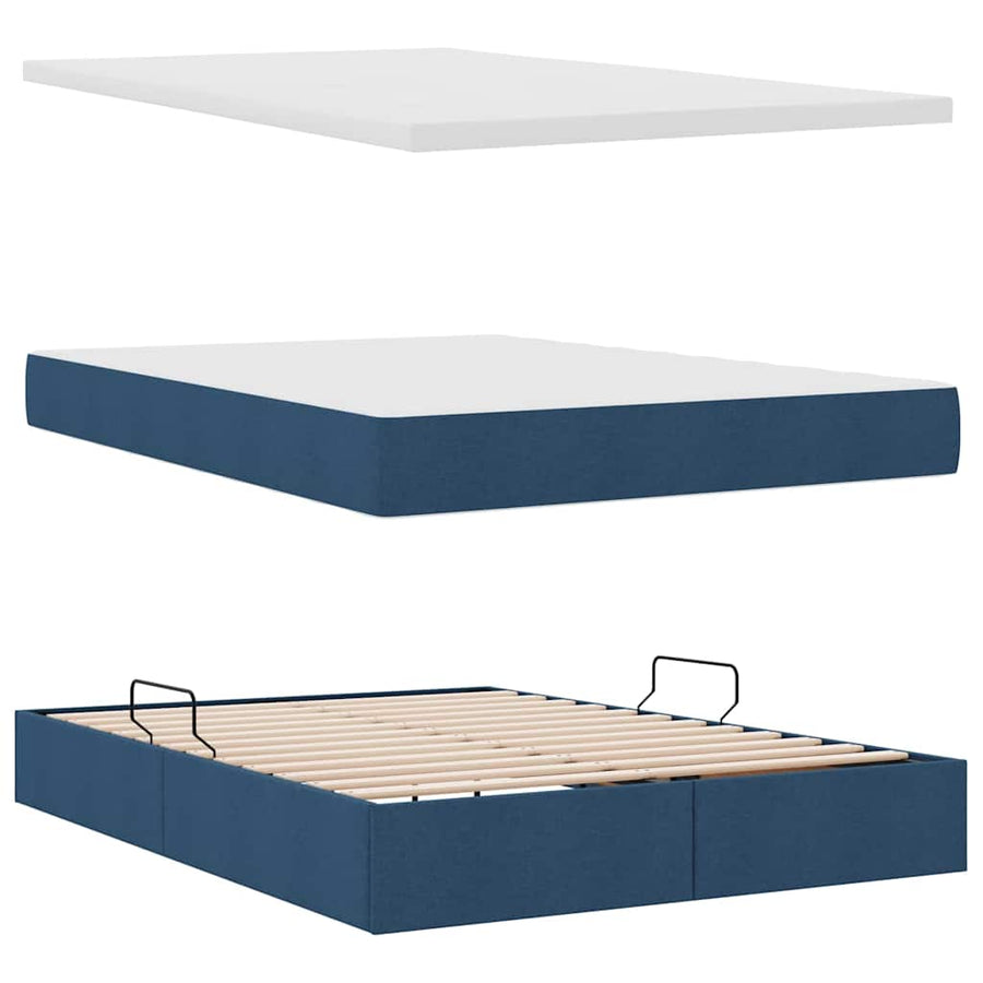 Opslag bed met matras met opslag Blauw 140 x 200 cm Nep Leer
