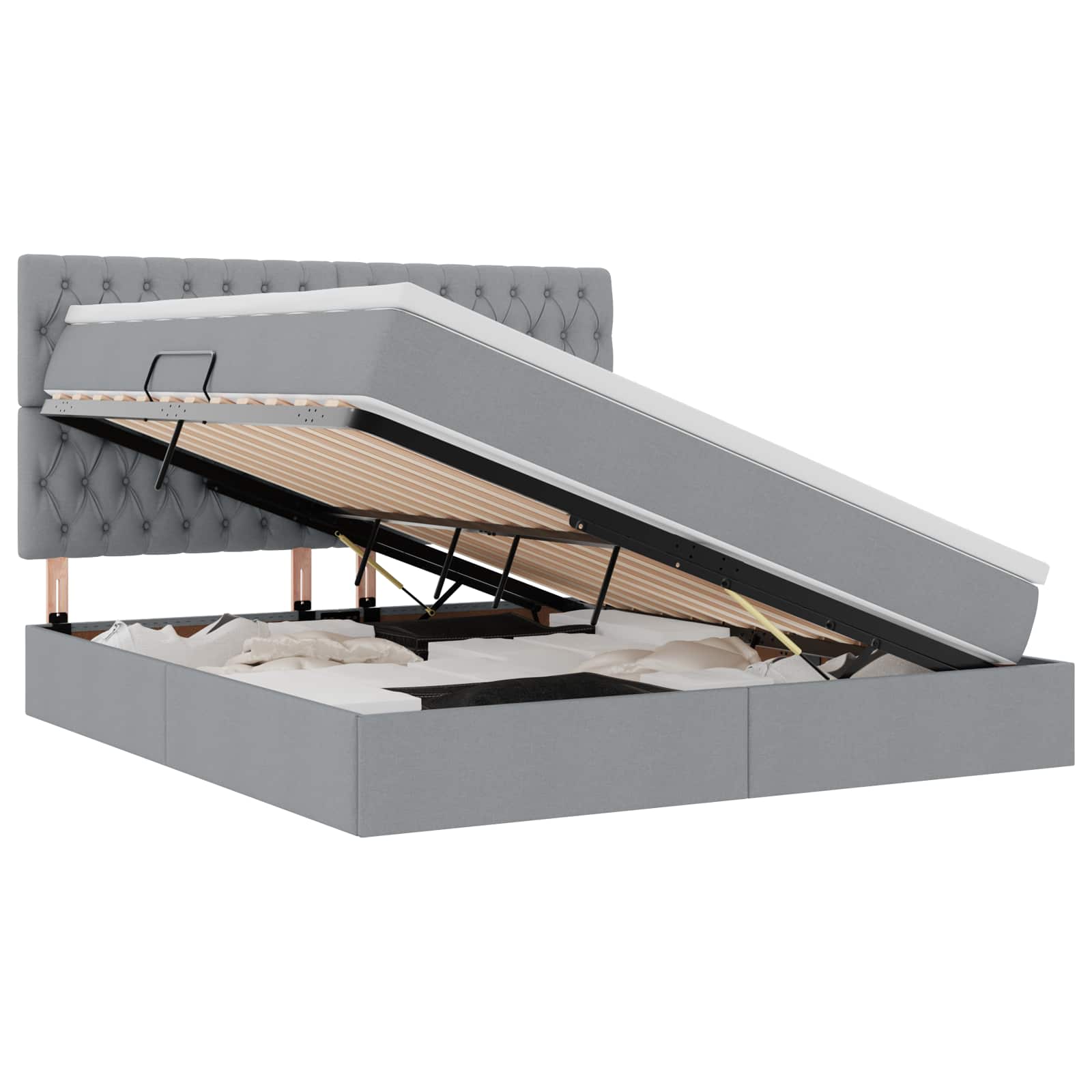 Opslag bed met matras Lichtgrijs 160 x 200 cm Nep Leer