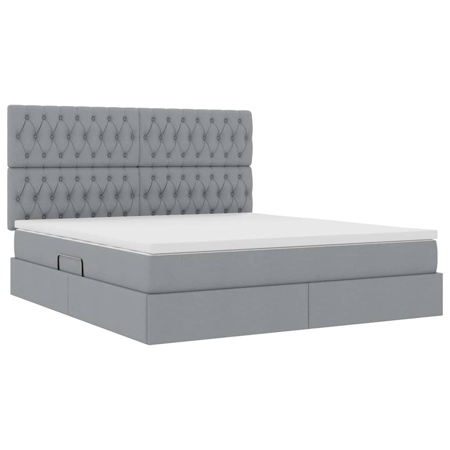 Opslag bed met matras Lichtgrijs 160 x 200 cm Nep Leer