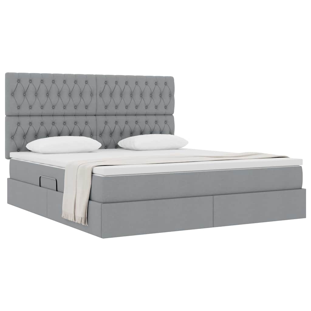 Opslag bed met matras Lichtgrijs 160 x 200 cm Nep Leer