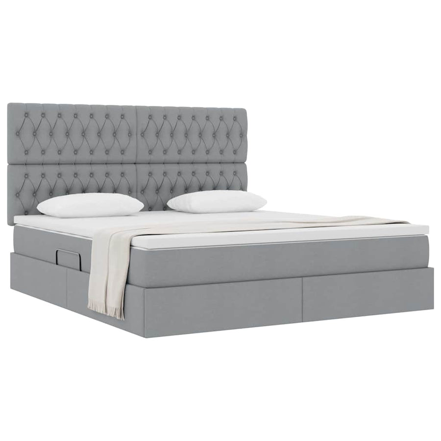 Opslag bed met matras Lichtgrijs 160 x 200 cm Nep Leer