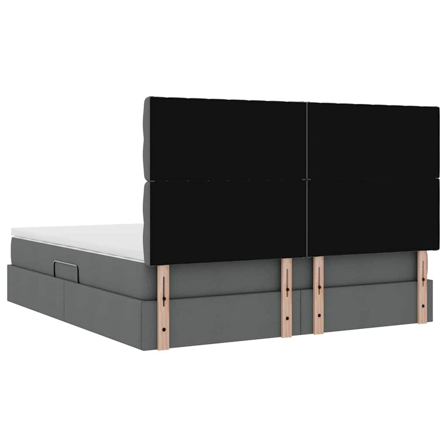 Opslag bed met matras Donkergrijs 160 x 200 cm Nep Leer