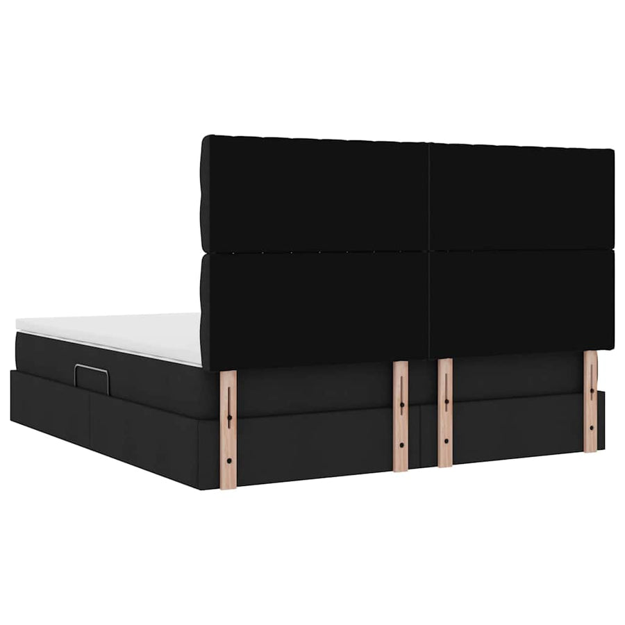 Opslag Bed Met Matras Met Matras Polyester Zwart 160 x 200 cm Geborduurd ontwerp
