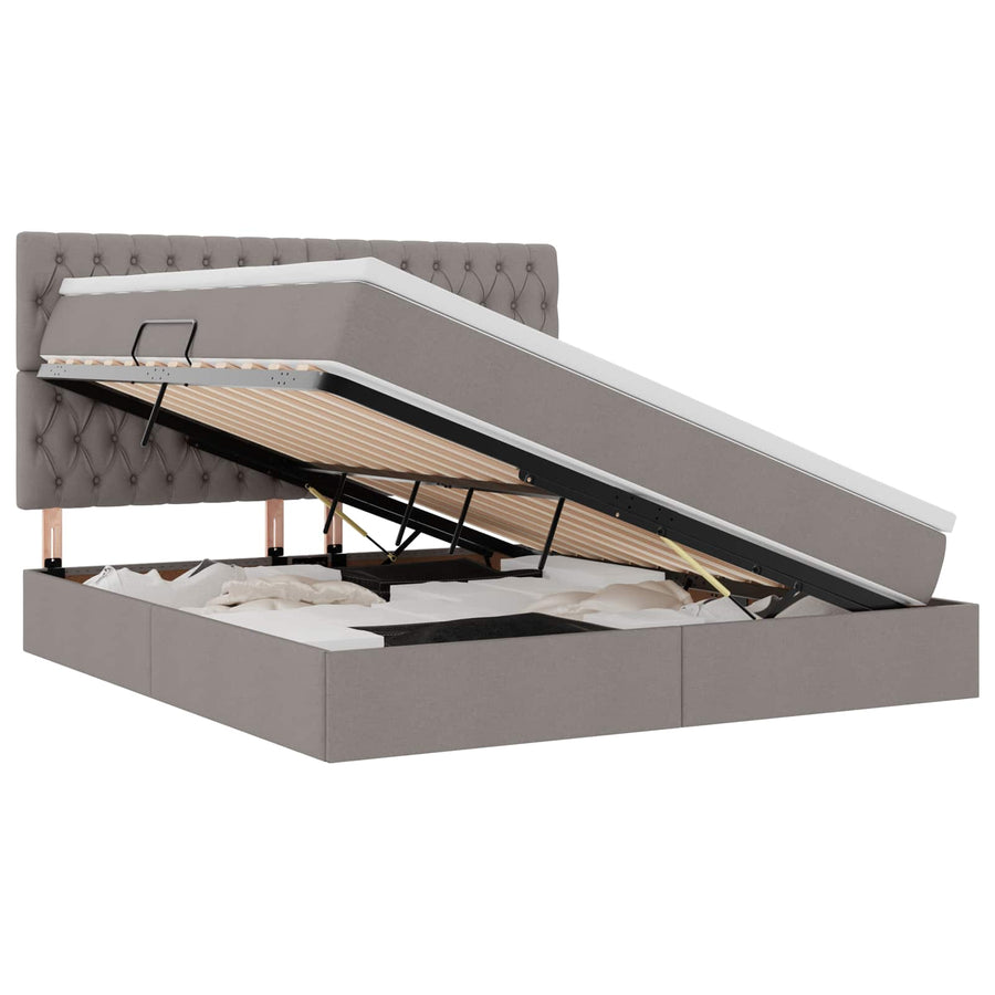 Opslag bed met matras met opslag Taupe 160 x 200 cm Nep Leer