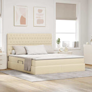 Opbergbed 160x200 cm crème kunstleer met matras
