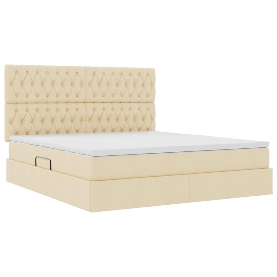 Opslag bed met matras met opslag Crème 160 x 200 cm Nep Leer