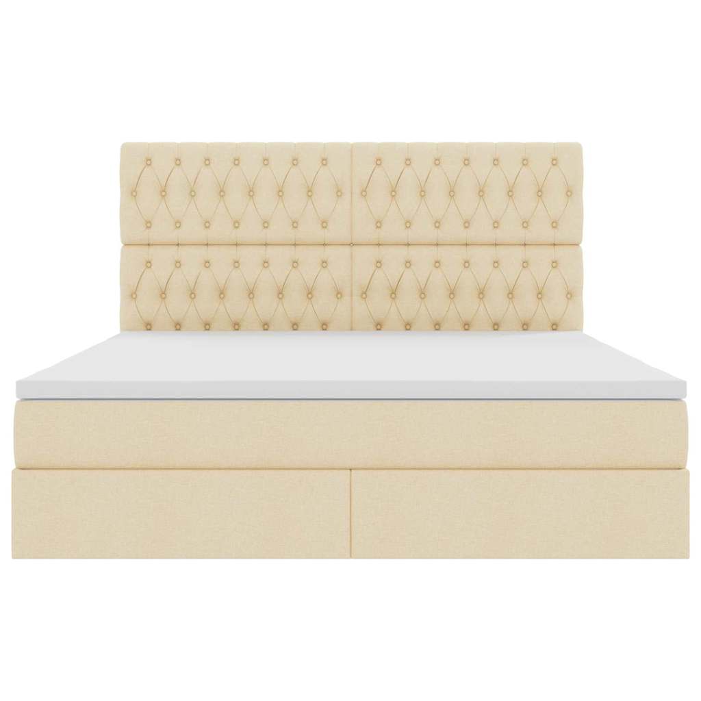 Opslag bed met matras met opslag Crème 160 x 200 cm Nep Leer