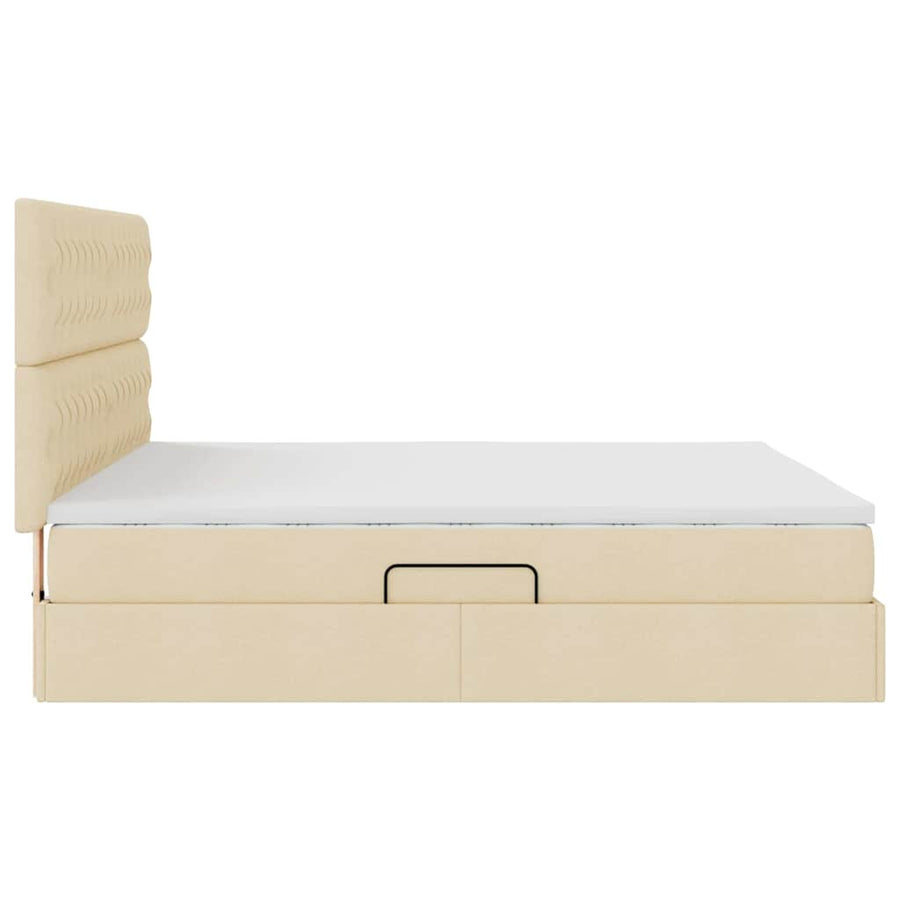 Opslag bed met matras met opslag Crème 160 x 200 cm Nep Leer