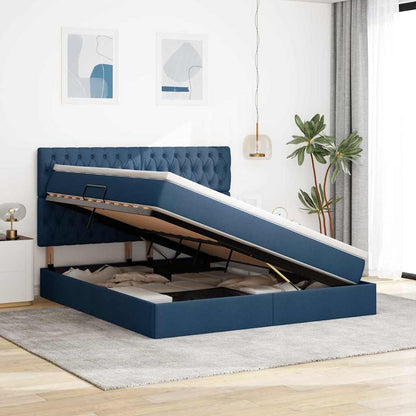 Opslag bed met matras met opslag Blauw 160 x 200 cm Nep Leer