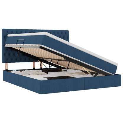 Opslag bed met matras met opslag Blauw 160 x 200 cm Nep Leer