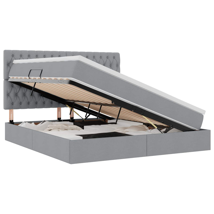 Opslag bed met matras Lichtgrijs 180 x 200 cm Nep Leer