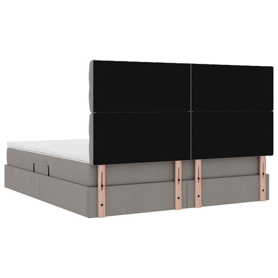 Opslag bed met matras met opslag Taupe 180 x 200 cm Nep Leer