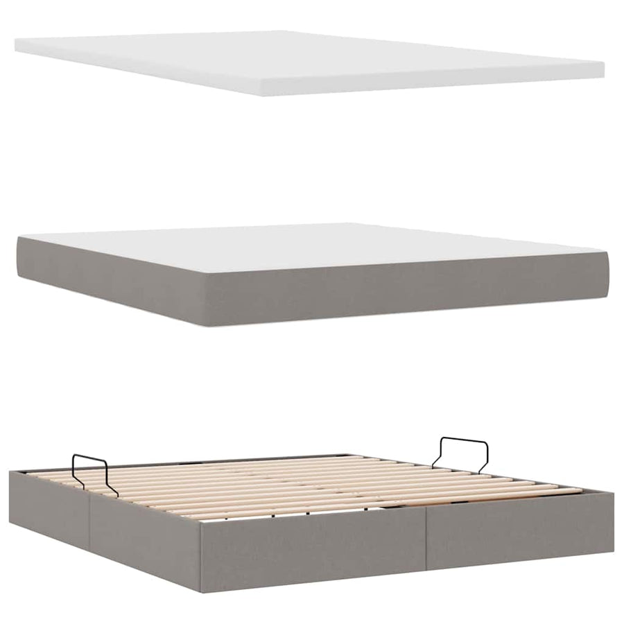 Opslag bed met matras met opslag Taupe 180 x 200 cm Nep Leer