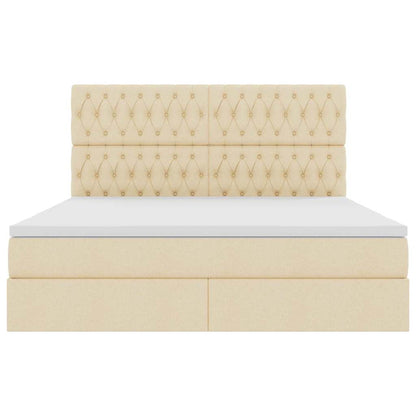 Opslag bed met matras met opslag Crème 180 x 200 cm Nep Leer