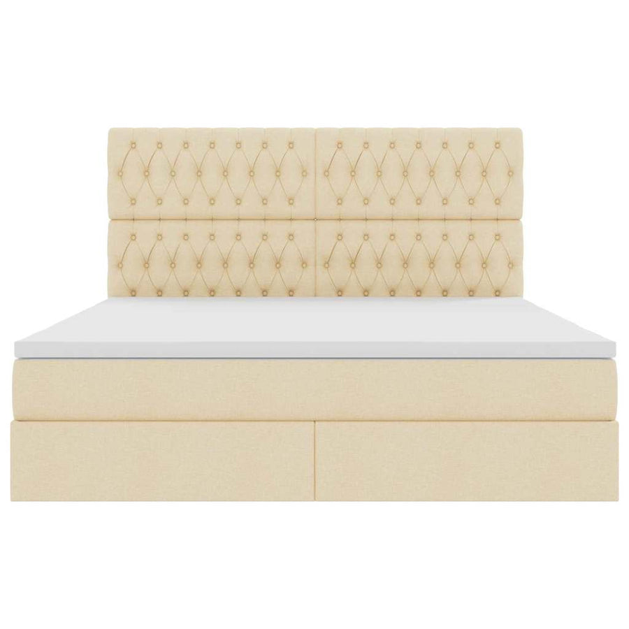 Opslag bed met matras met opslag Crème 180 x 200 cm Nep Leer