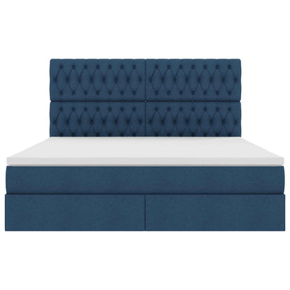 Opslag bed met matras met opslag Blauw 180 x 200 cm Nep Leer