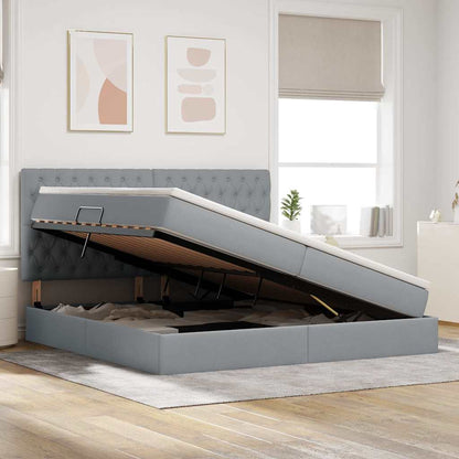 Opslag bed met matras Lichtgrijs 200 x 200 cm Nep Leer