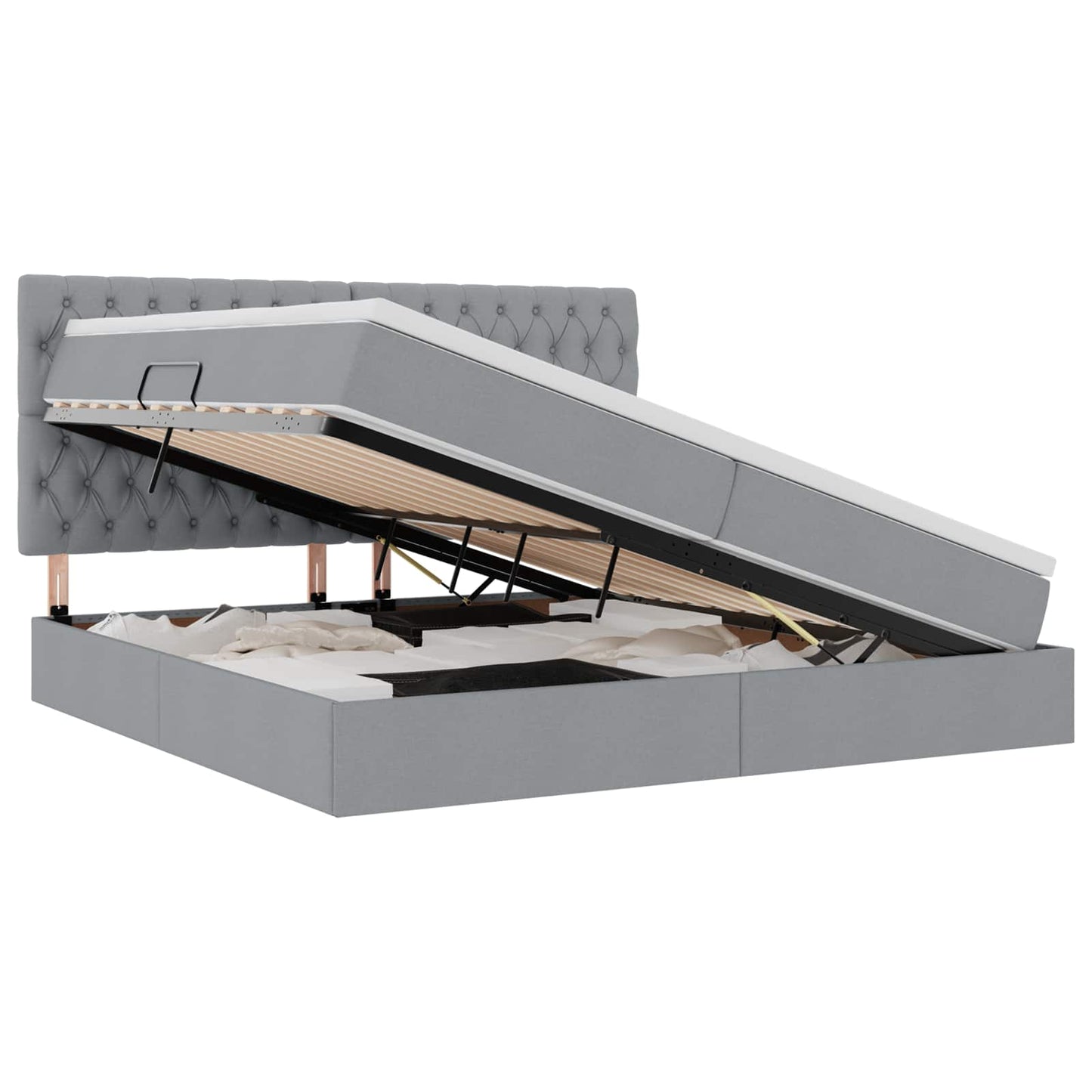 Opslag bed met matras Lichtgrijs 200 x 200 cm Nep Leer