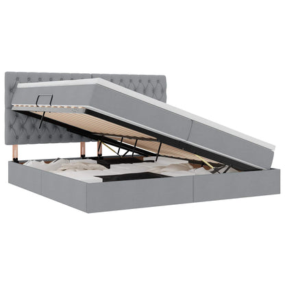 Opslag bed met matras Lichtgrijs 200 x 200 cm Nep Leer