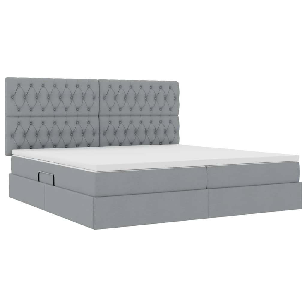 Opslag bed met matras Lichtgrijs 200 x 200 cm Nep Leer