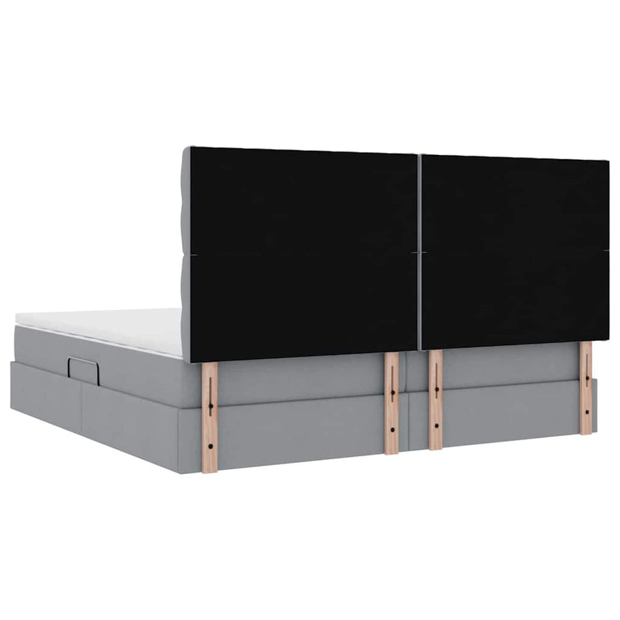 Opslag bed met matras Lichtgrijs 200 x 200 cm Nep Leer
