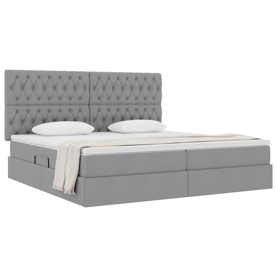 Opslag bed met matras Lichtgrijs 200 x 200 cm Nep Leer