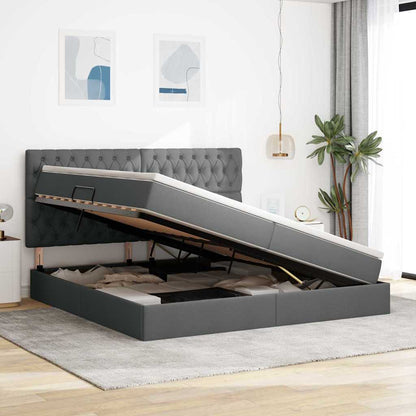 Opslag Bed Met Matras Polyester Donkergrijs 200 x 200 cm Geborduurd ontwerp