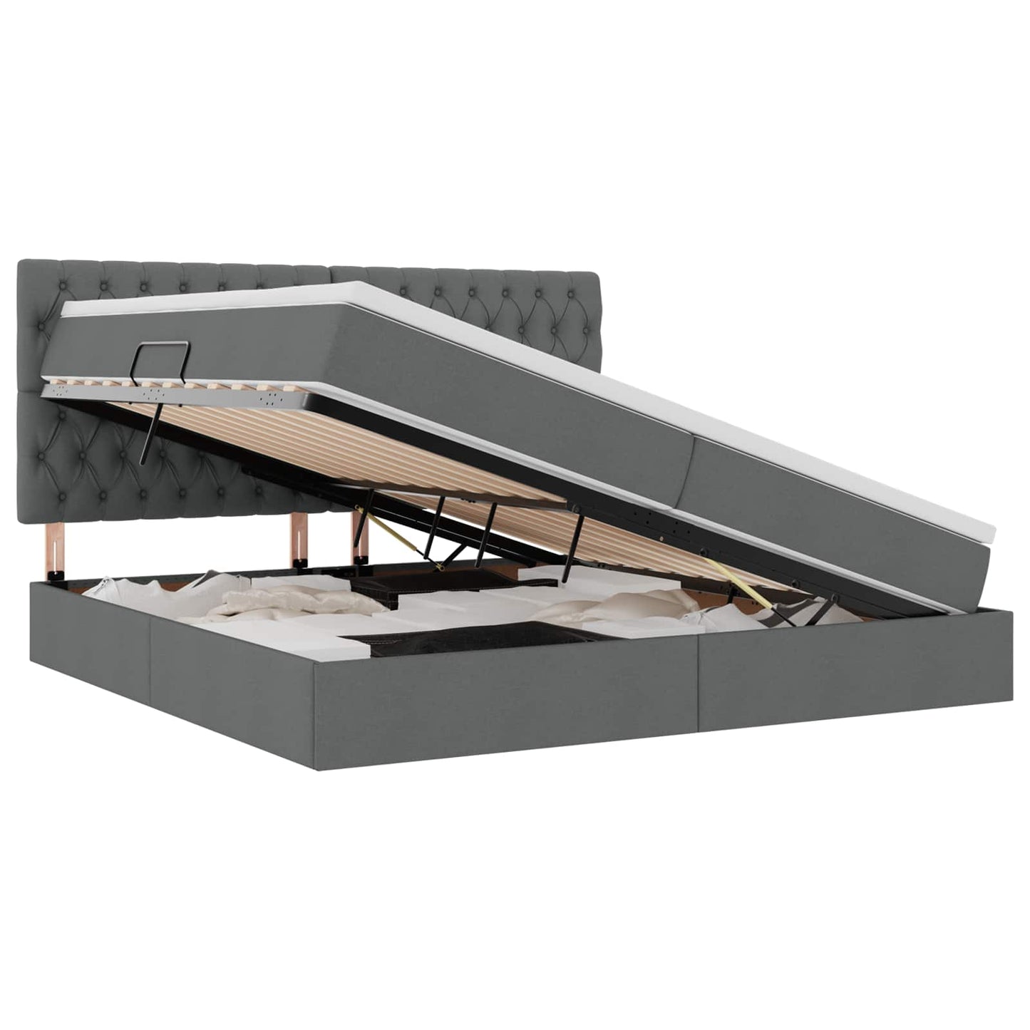 Opslag Bed Met Matras Polyester Donkergrijs 200 x 200 cm Geborduurd ontwerp