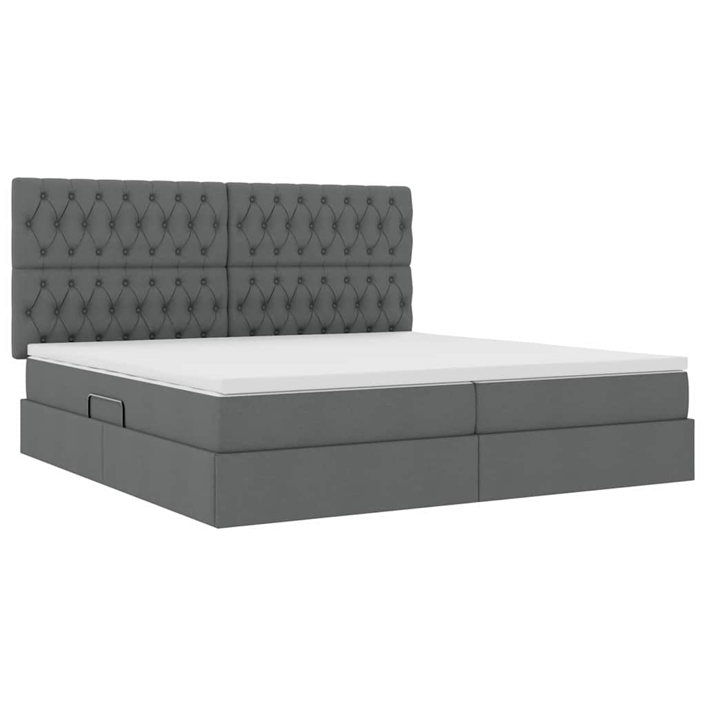 Opslag Bed Met Matras Polyester Donkergrijs 200 x 200 cm Geborduurd ontwerp