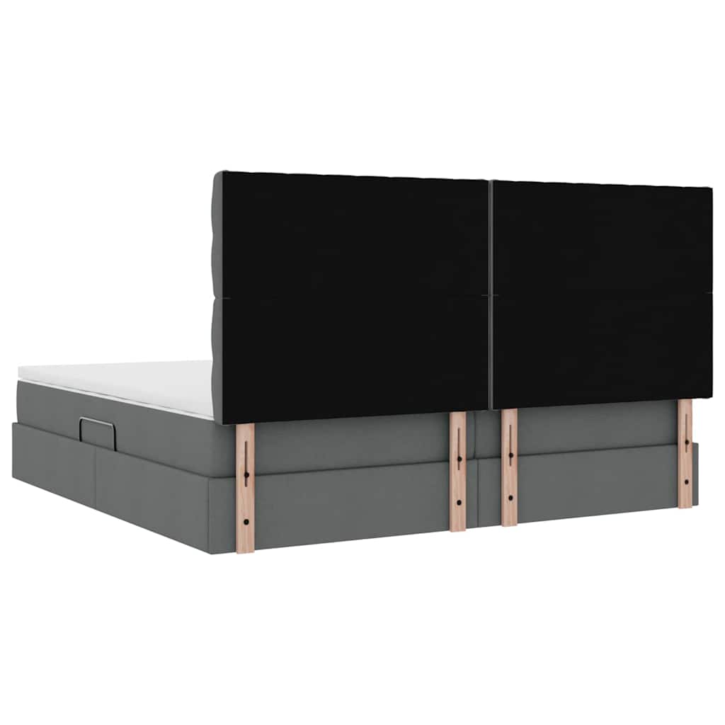 Opslag Bed Met Matras Polyester Donkergrijs 200 x 200 cm Geborduurd ontwerp