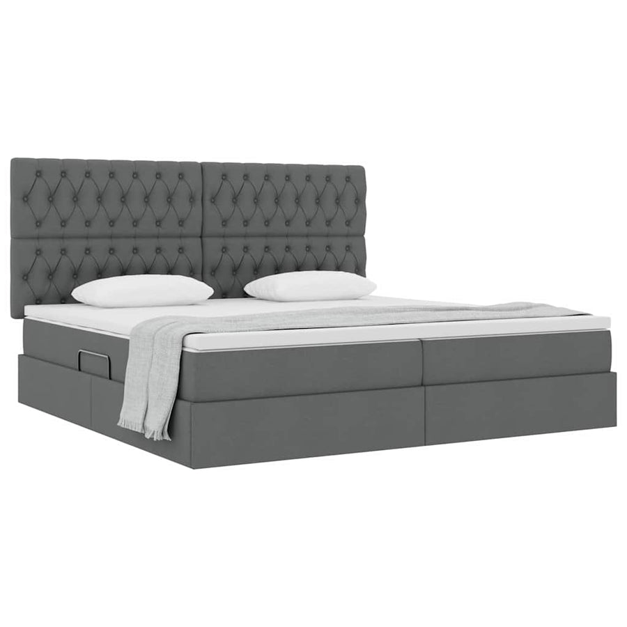 Opslag Bed Met Matras Polyester Donkergrijs 200 x 200 cm Geborduurd ontwerp