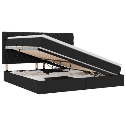 Opslag bed met matras met opslag Zwart 200 x 200 cm Nep Leer