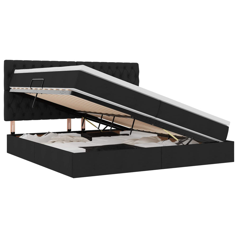 Opslag bed met matras met opslag Zwart 200 x 200 cm Nep Leer