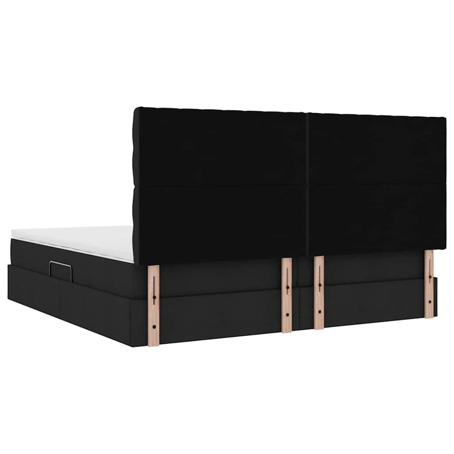 Opslag bed met matras met opslag Zwart 200 x 200 cm Nep Leer