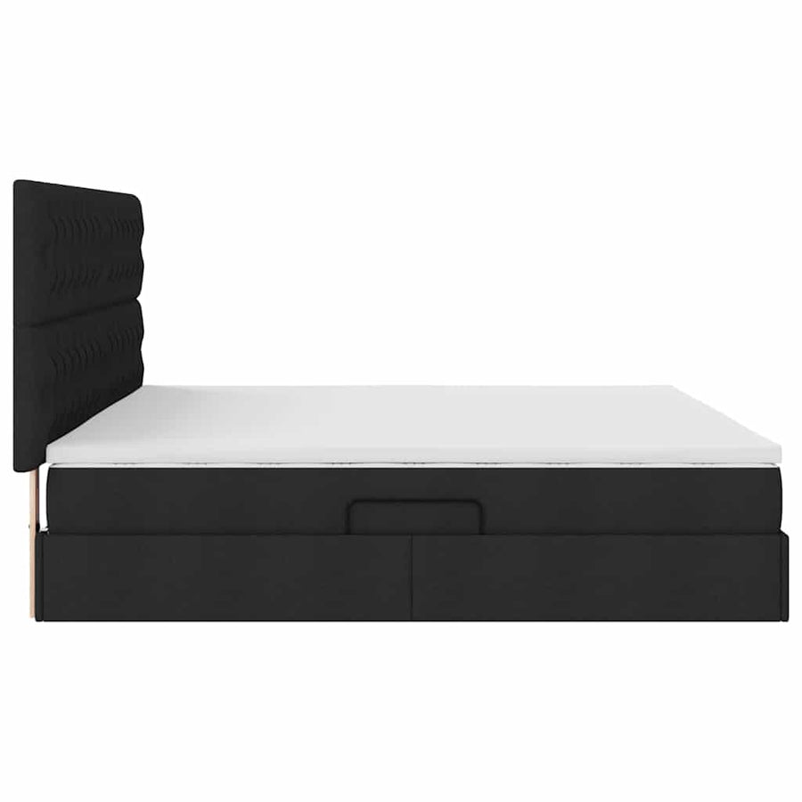 Opslag bed met matras met opslag Zwart 200 x 200 cm Nep Leer