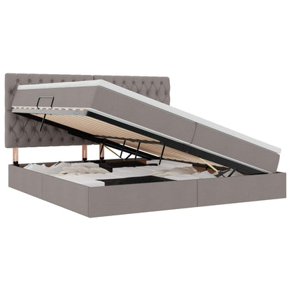 Opslag bed met matras met opslag Taupe 200 x 200 cm Nep Leer