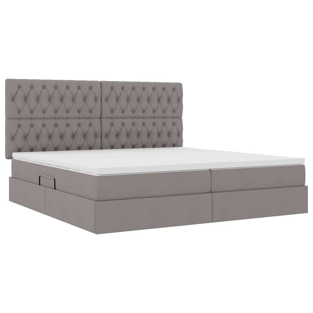 Opslag bed met matras met opslag Taupe 200 x 200 cm Nep Leer
