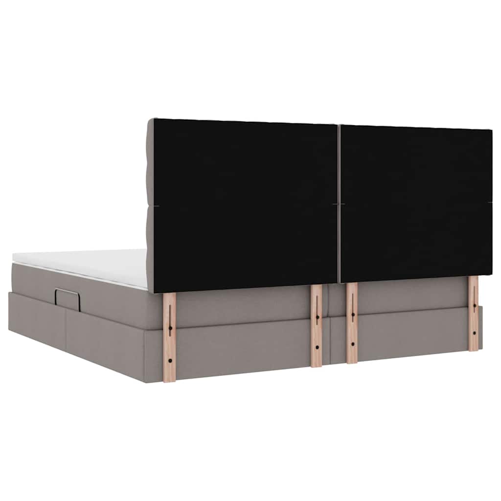 Opslag bed met matras met opslag Taupe 200 x 200 cm Nep Leer