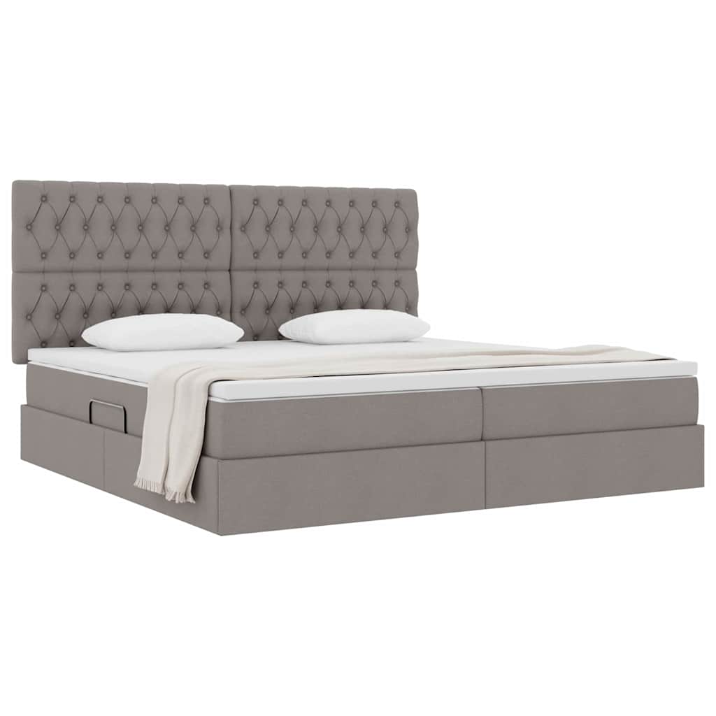 Opslag bed met matras met opslag Taupe 200 x 200 cm Nep Leer