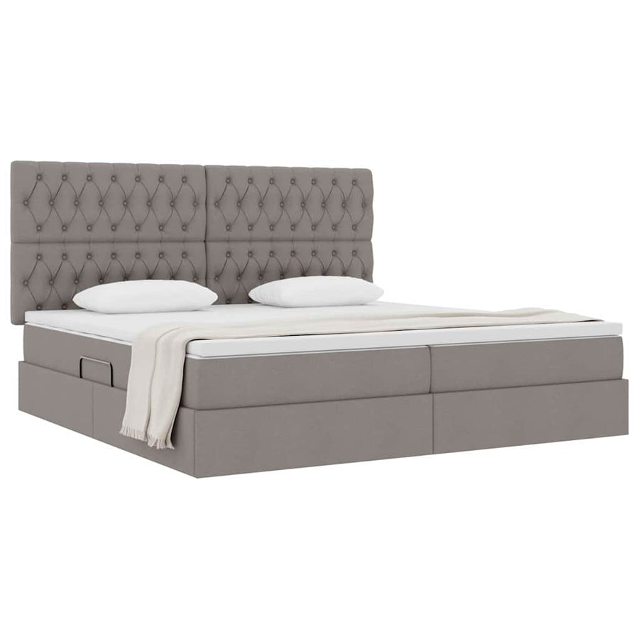 Opslag bed met matras met opslag Taupe 200 x 200 cm Nep Leer