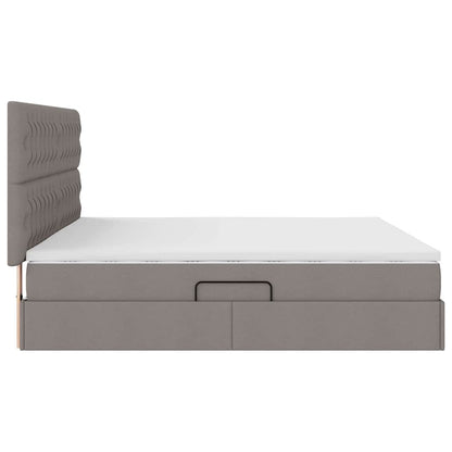 Opslag bed met matras met opslag Taupe 200 x 200 cm Nep Leer