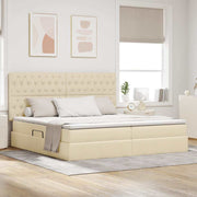 Opbergbed crème 200x200 cm polyester met matras