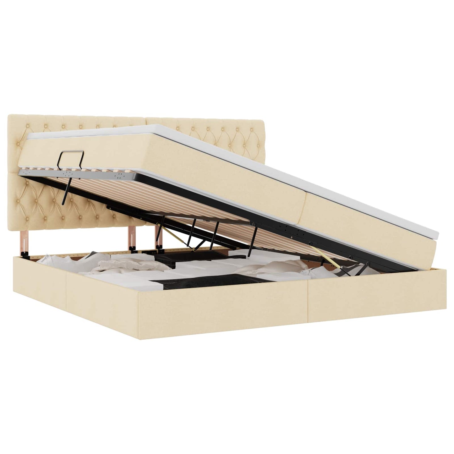 Opslag bed met matras met matras Crème 200 x 200 cm Polyester
