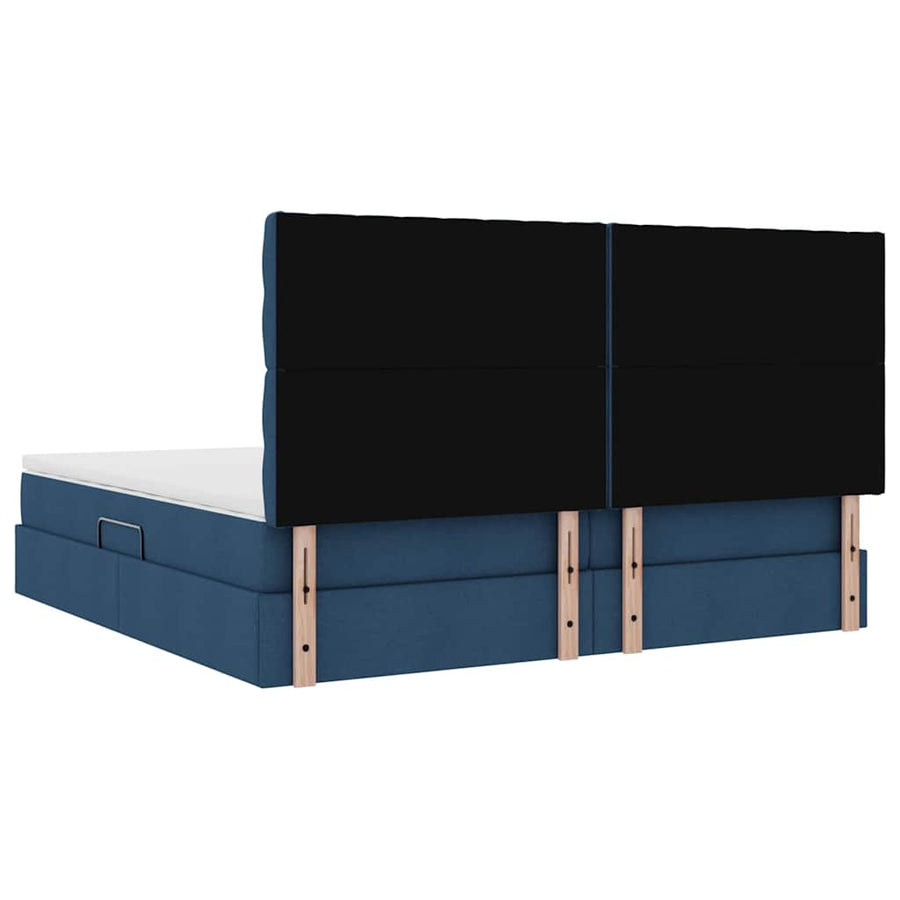 Opslag bed met matras met opslag Blauw 200 x 200 cm Nep Leer